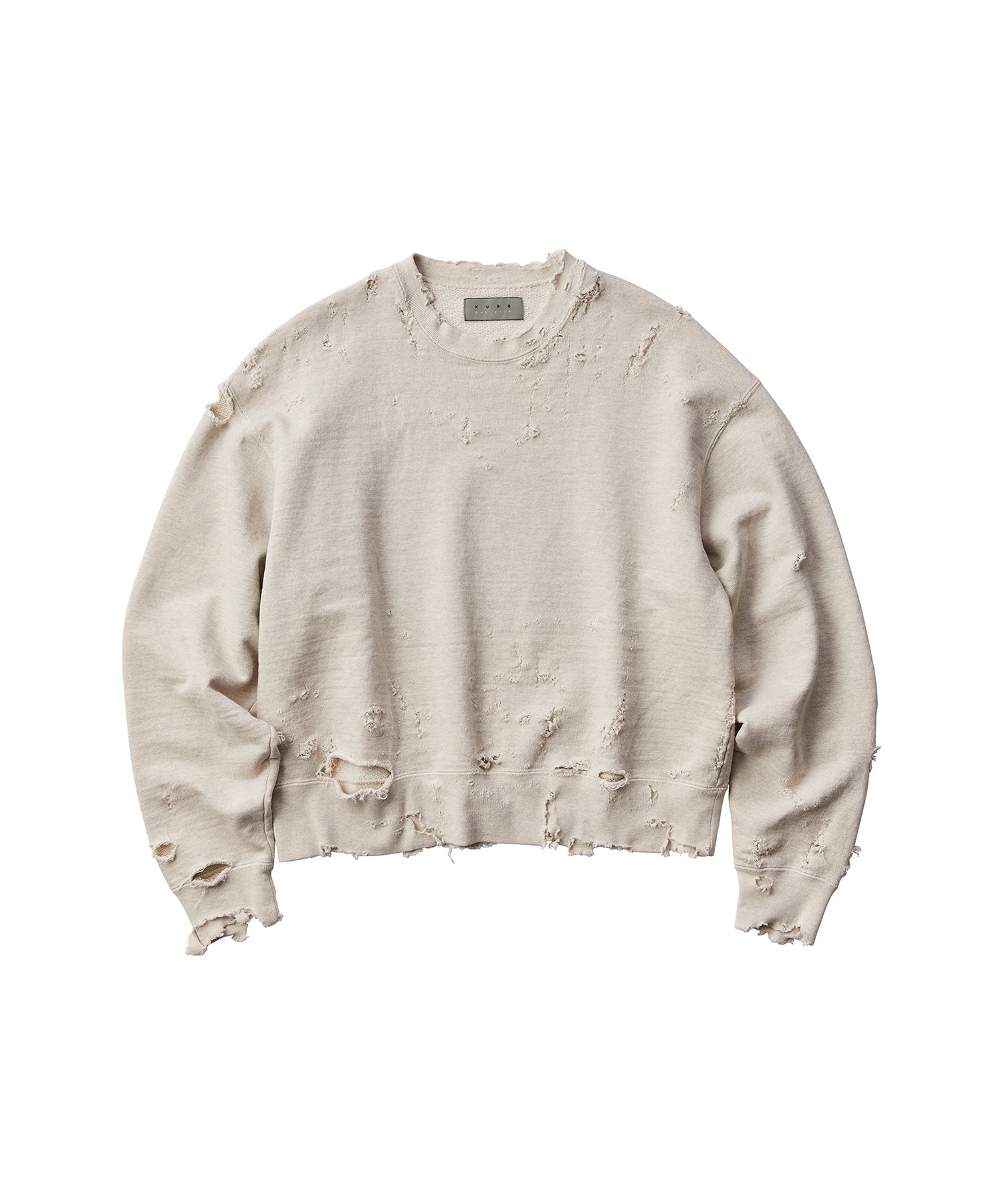 トップス PigmentDamage Processing CrewNeck Sweat KURO More Damage Crew Neck Sweat | Hand-Distressed Japanese Sweatshirt