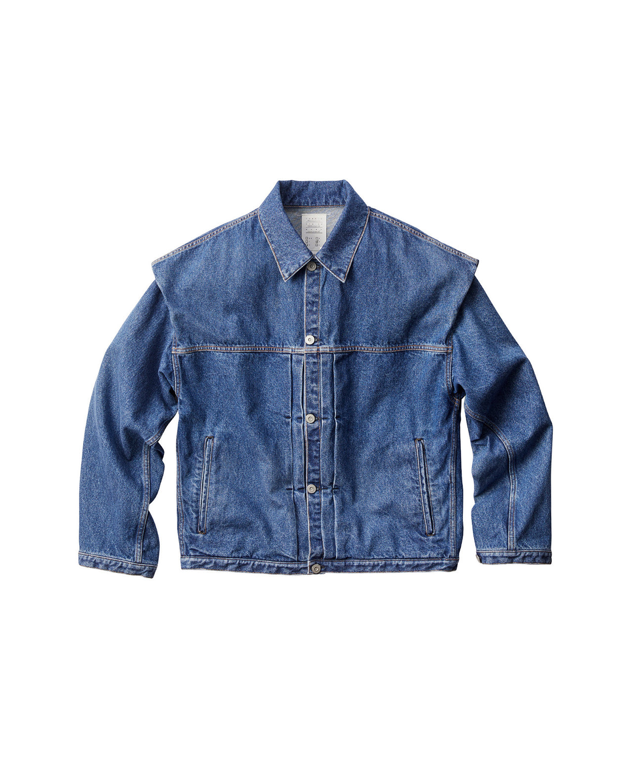 POWER SHOULDER DENIM JACKET / FADED INDIGO