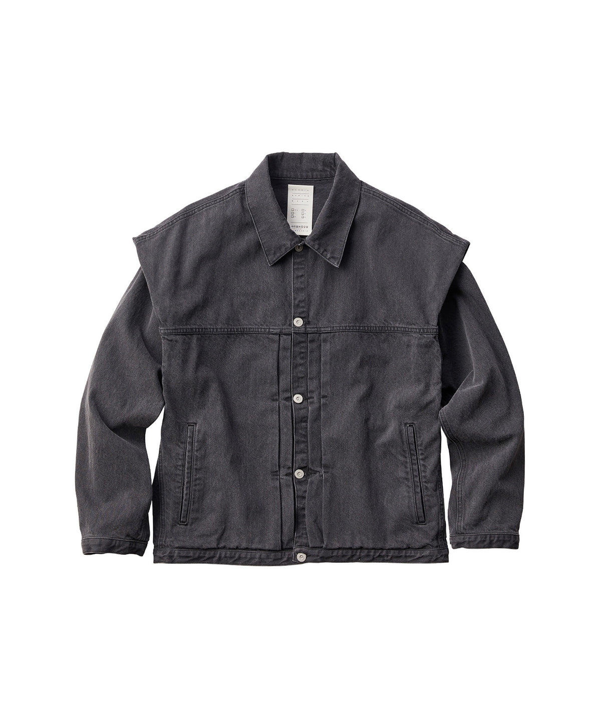 POWER SHOULDER DENIM JACKET BLACK