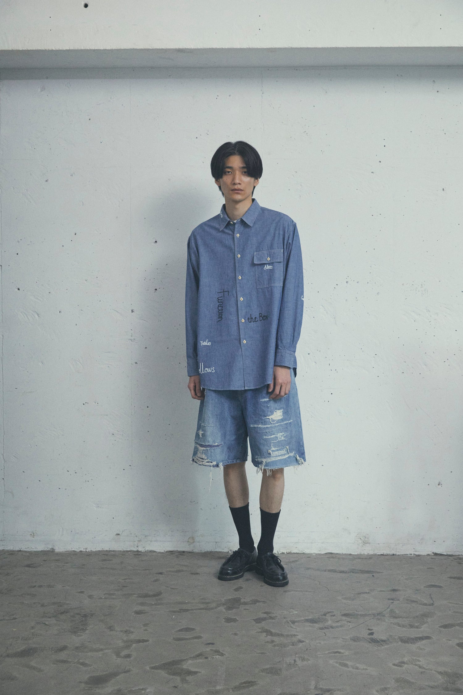 DIAGRAM EMBROIDERED CHAMBRAY SHIRT