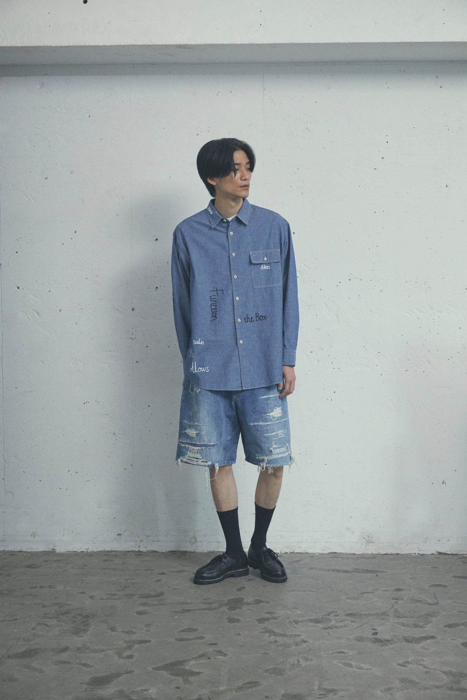 DIAGRAM EMBROIDERED CHAMBRAY SHIRT