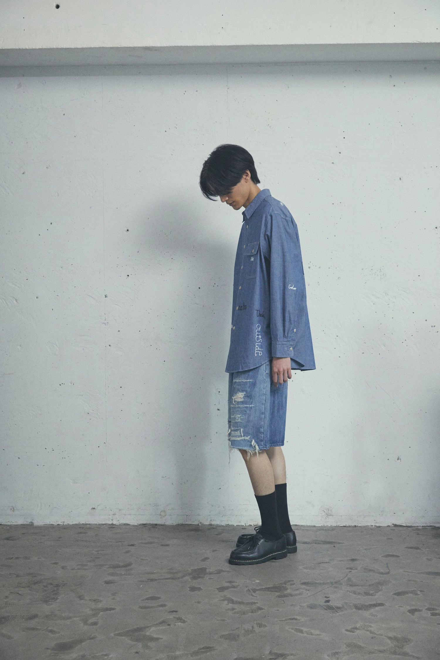 DIAGRAM EMBROIDERED CHAMBRAY SHIRT