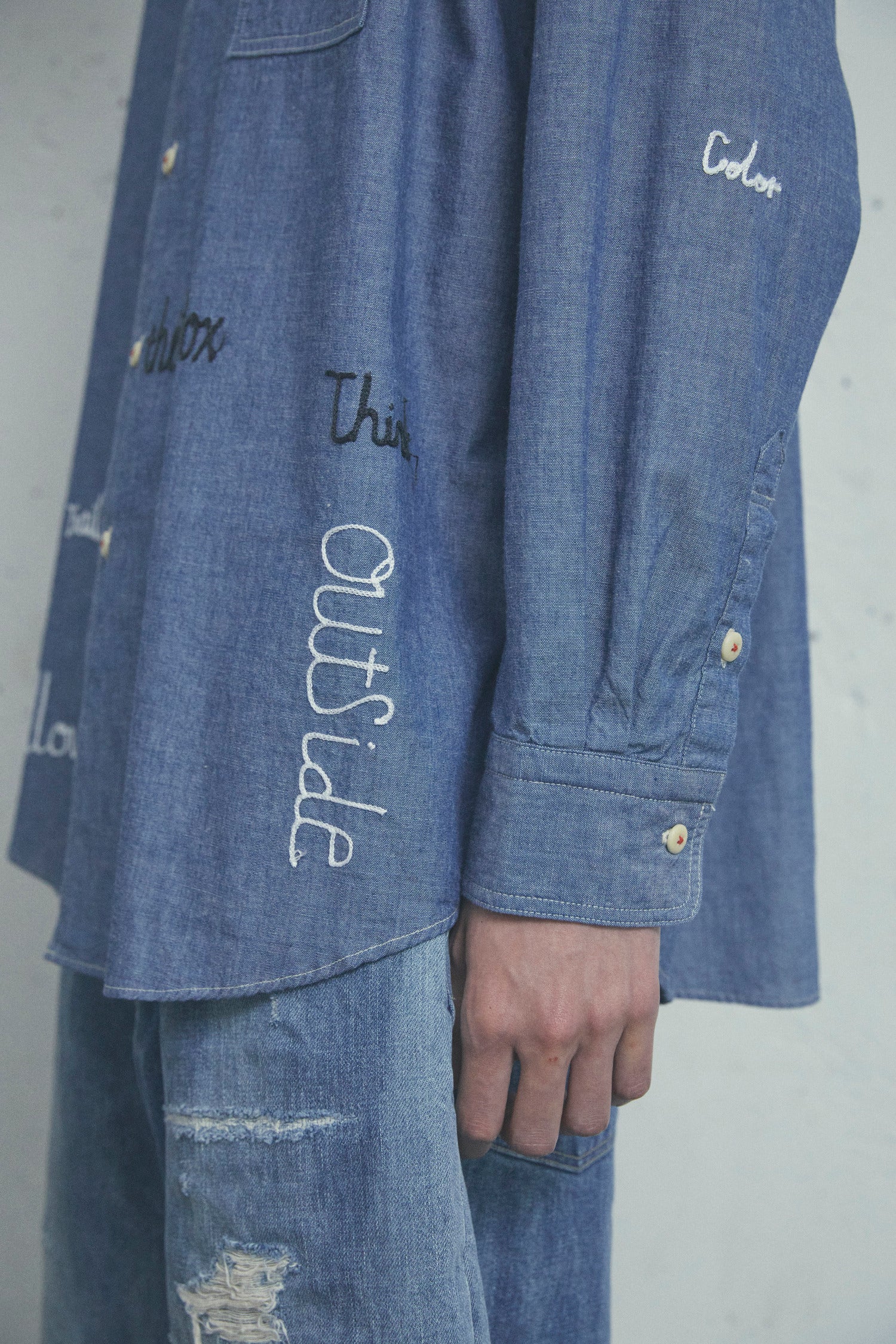 DIAGRAM EMBROIDERED CHAMBRAY SHIRT