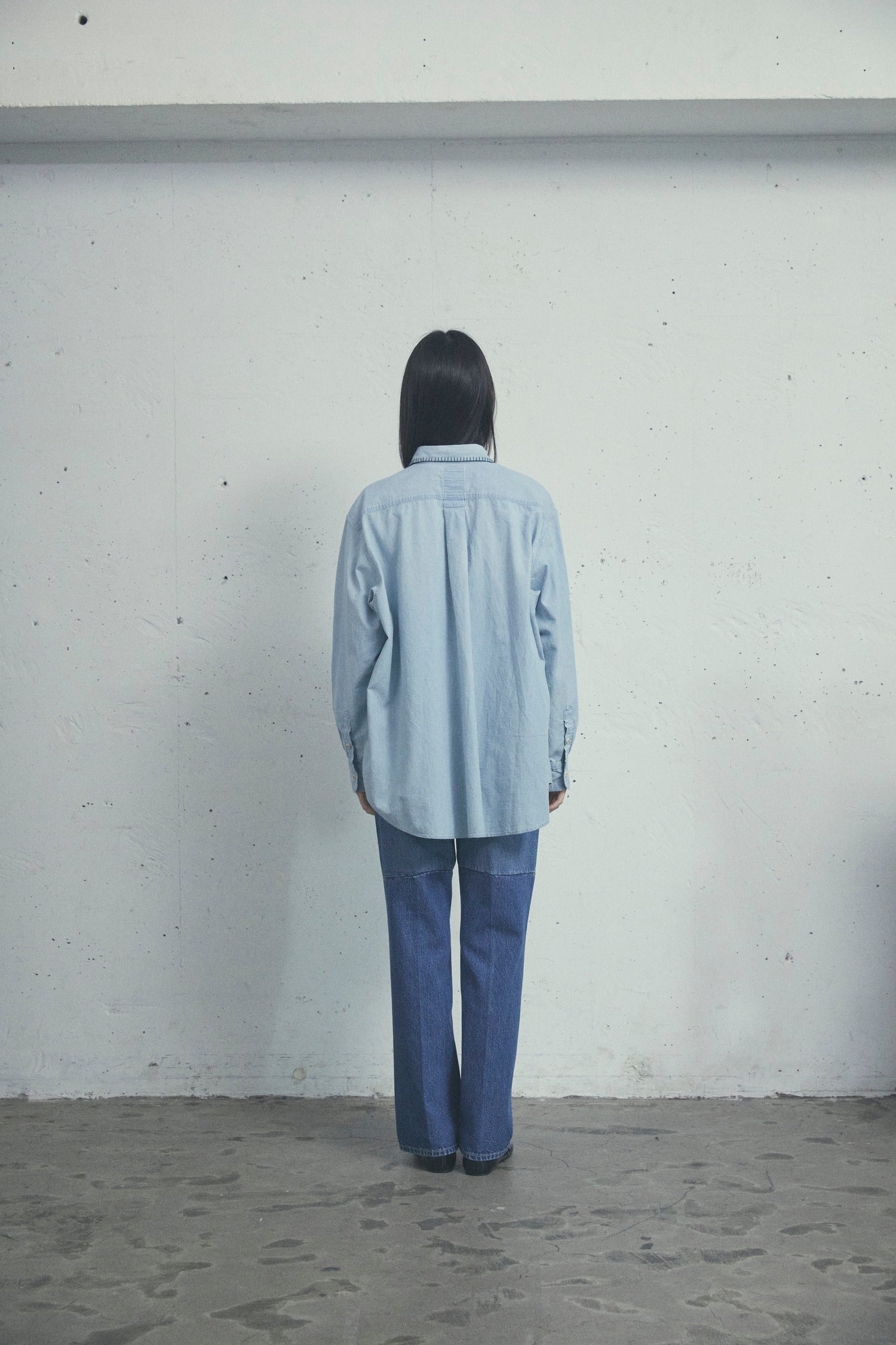 FRAMED BLANKET STITCH CHAMBRAY SHIRT LIGHT INDIGO