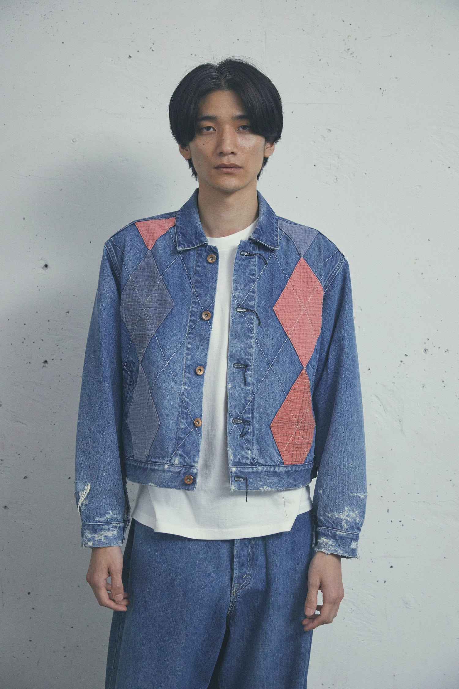 ARGYLE SASHIKO DENIM JACKET FADED INDIGO