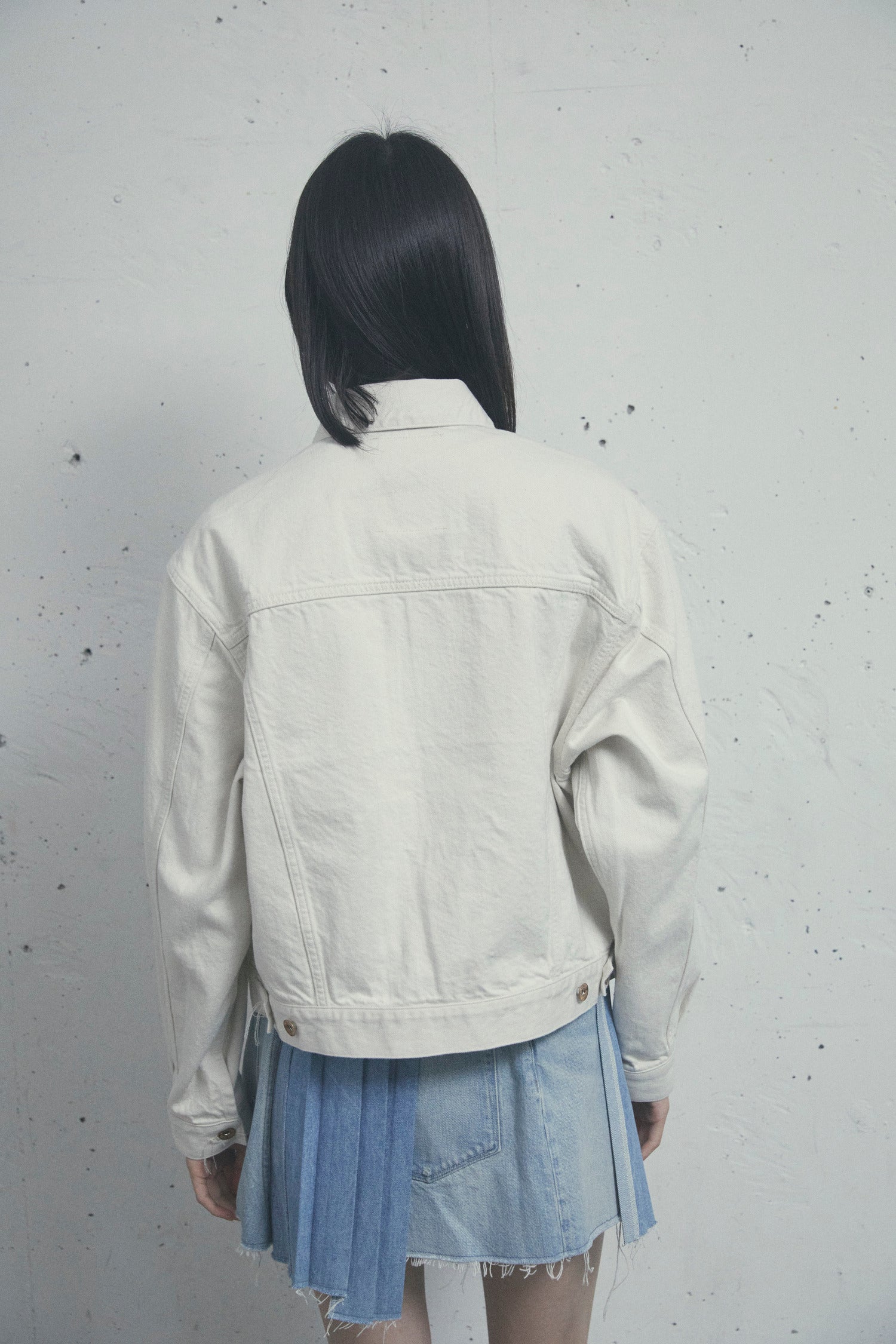 ARGYLE SASHIKO DENIM JACKET OFF WHITE