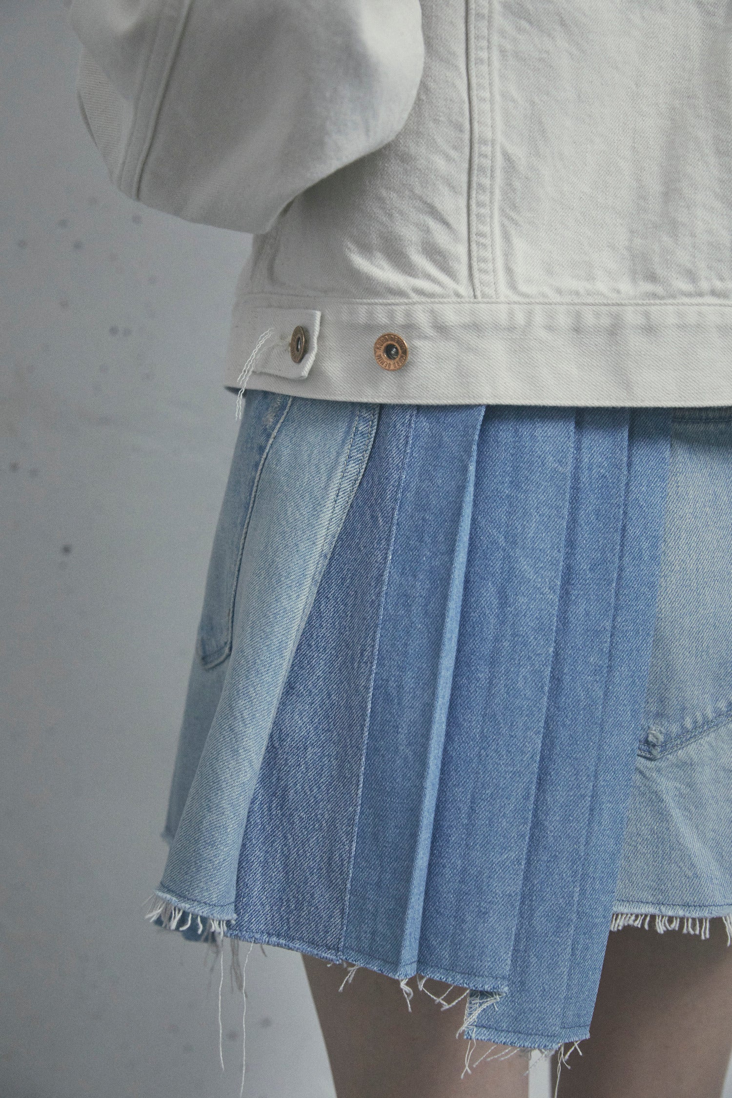 ARGYLE SASHIKO DENIM JACKET OFF WHITE