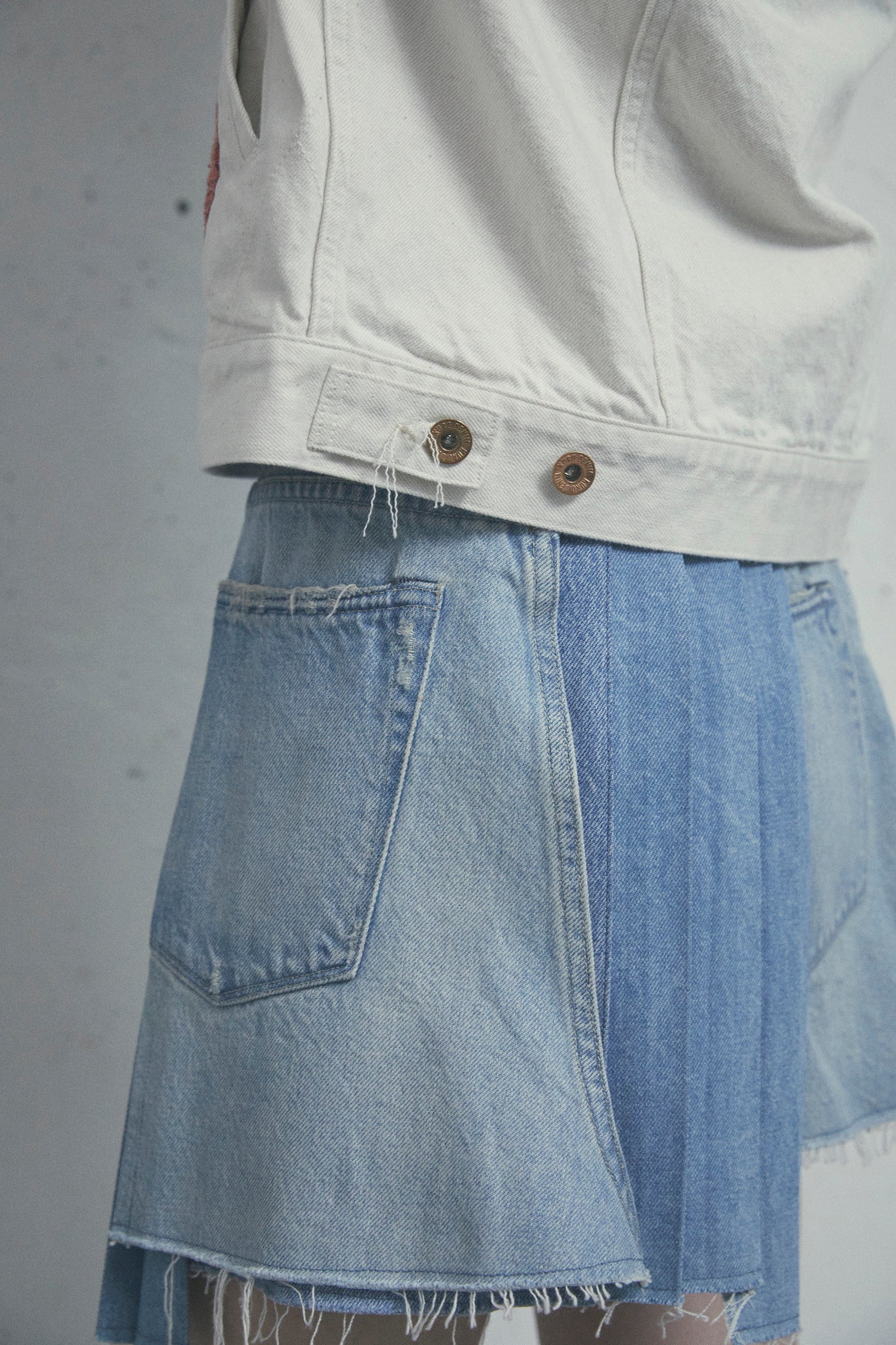 ARGYLE SASHIKO DENIM JACKET OFF WHITE