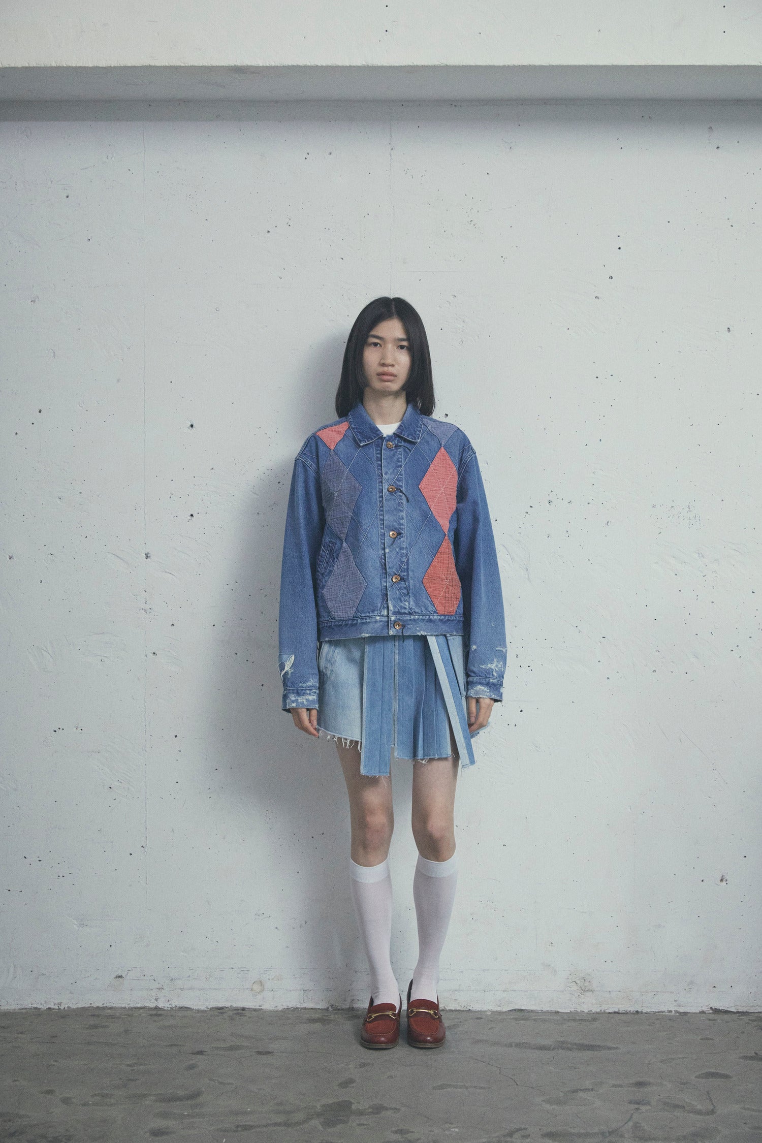 ARGYLE SASHIKO DENIM JACKET FADED INDIGO