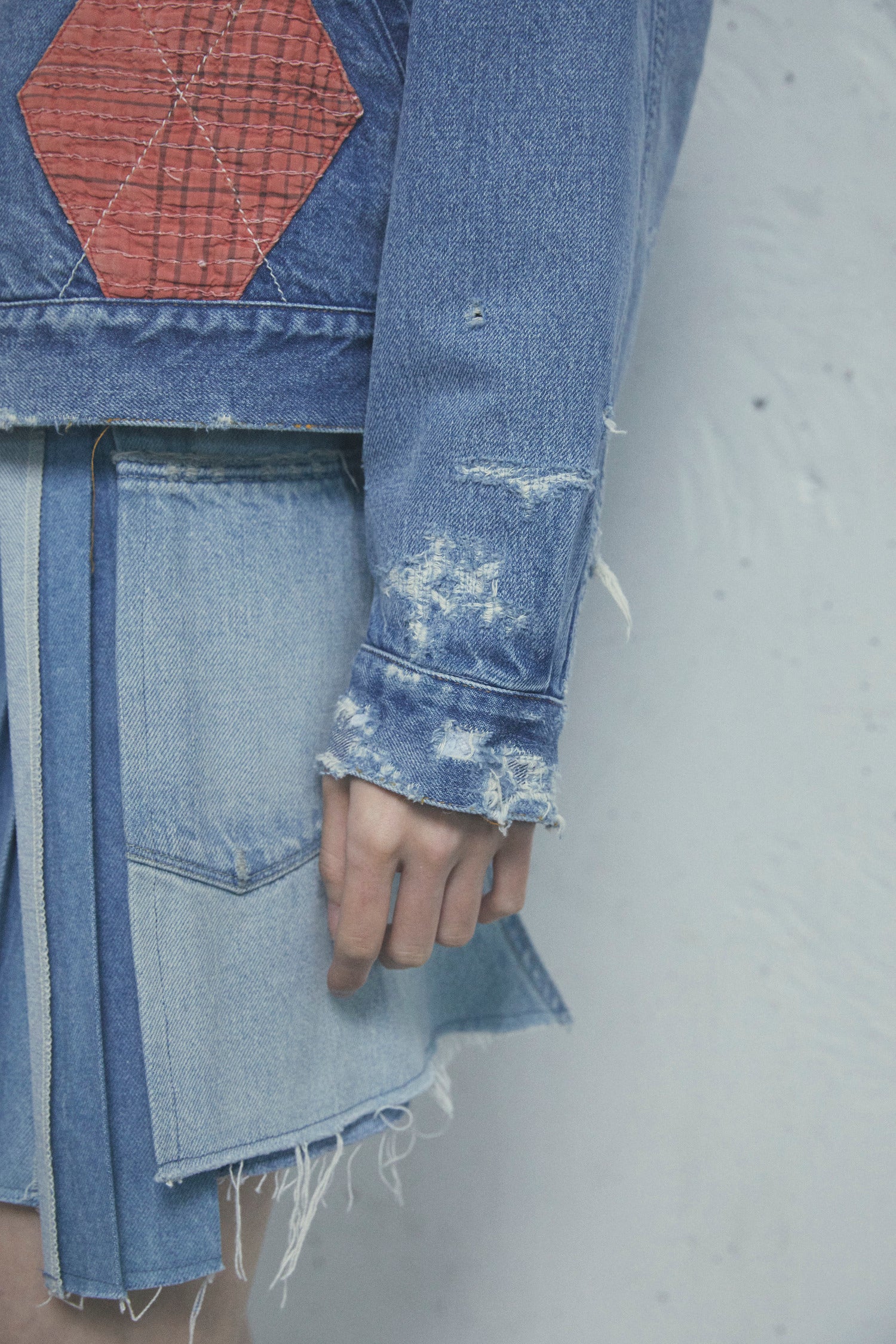 ARGYLE SASHIKO DENIM JACKET FADED INDIGO