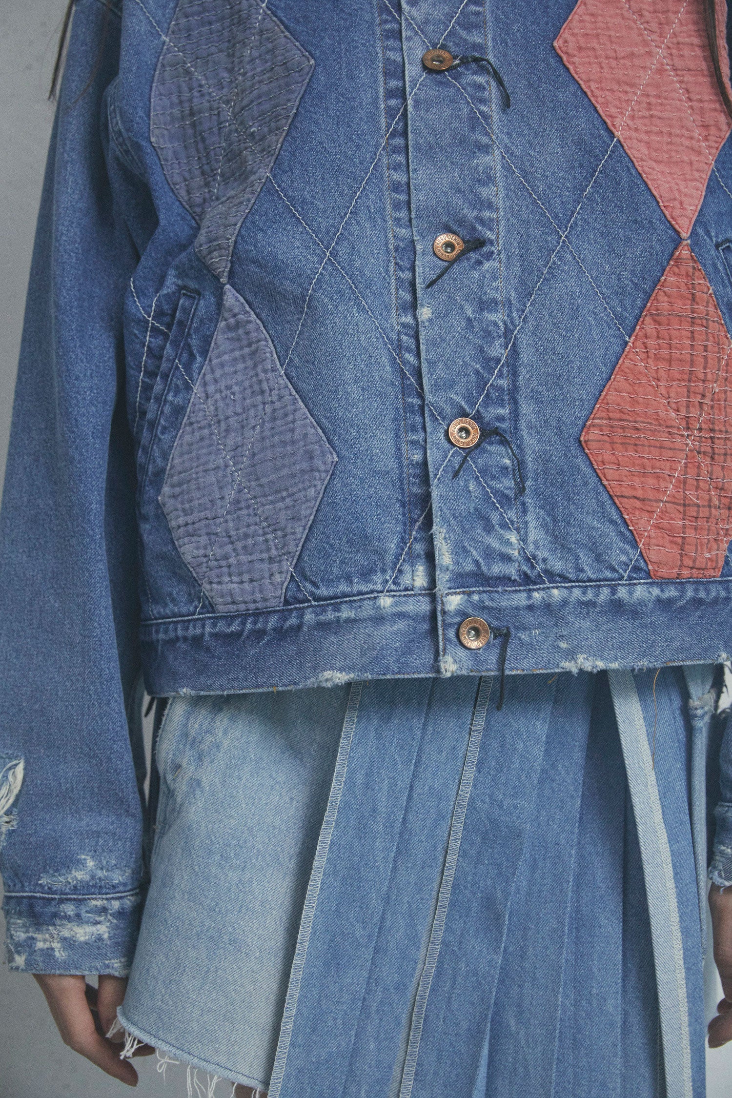 ARGYLE SASHIKO DENIM JACKET FADED INDIGO