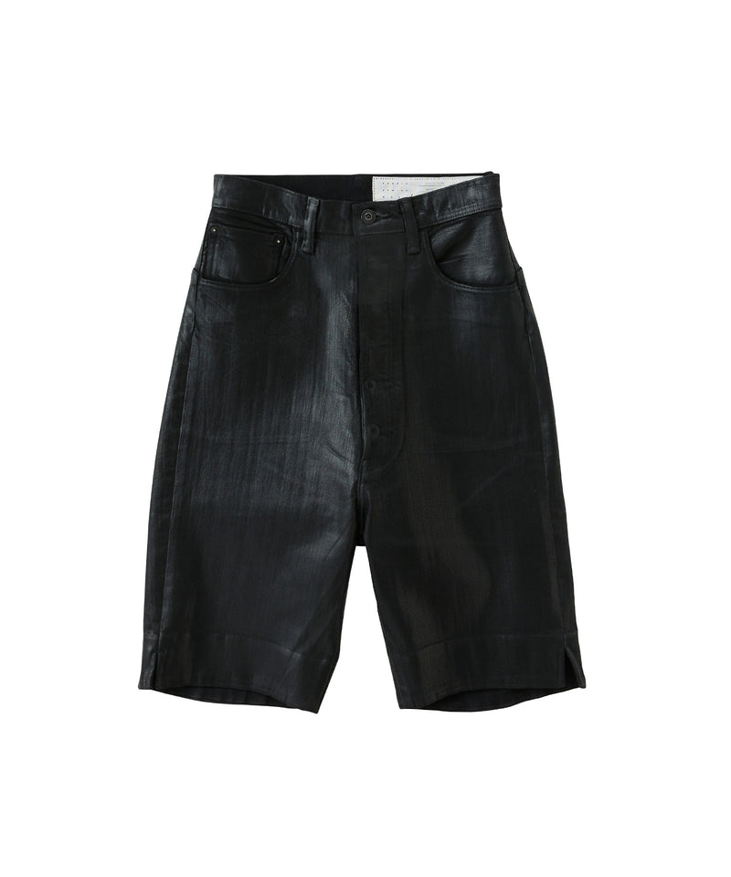 COATED DENIM SHORTS -MONSTER STRETCH-
