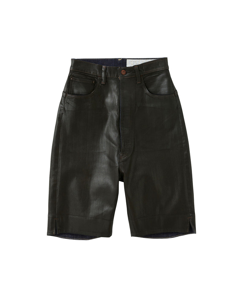 COATED DENIM SHORTS -MONSTER STRETCH-