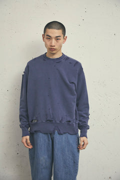 MORE DAMAGE WASHED CREW NECK SWEAT