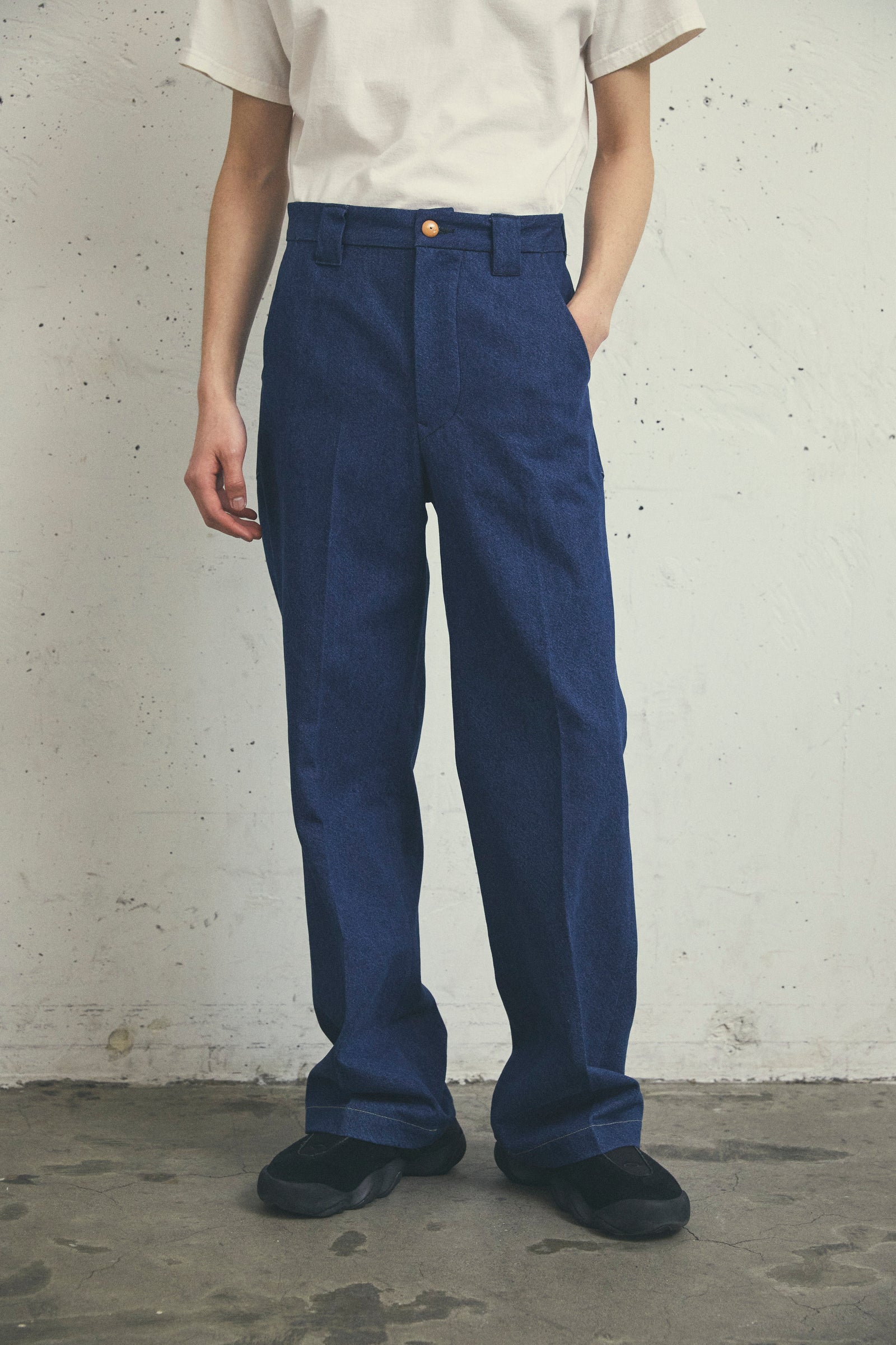 INDIGO TAILORED WIDE TROUSERS