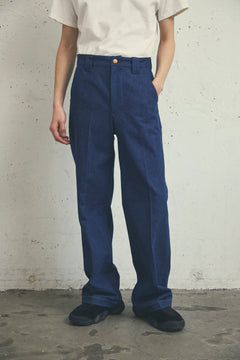 INDIGO TAILORED WIDE TROUSERS