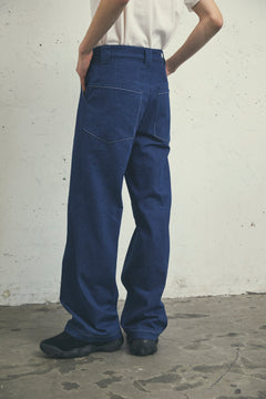 INDIGO TAILORED WIDE TROUSERS
