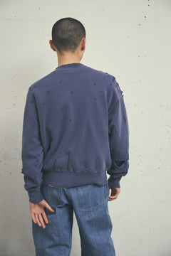 MORE DAMAGE WASHED CREW NECK SWEAT
