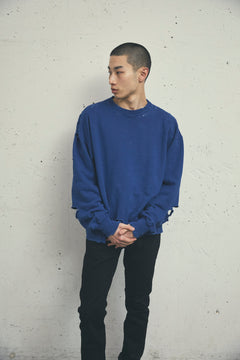 MORE DAMAGE WASHED CREW NECK SWEAT