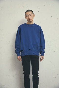 MORE DAMAGE WASHED CREW NECK SWEAT