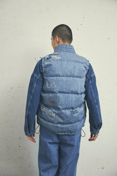 EMBROIDERED DENIM DOWN VEST