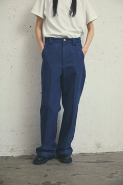 INDIGO TAILORED WIDE TROUSERS