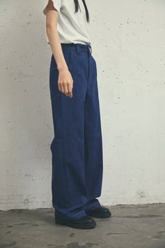 INDIGO TAILORED WIDE TROUSERS