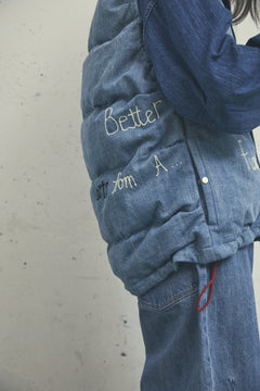 EMBROIDERED DENIM DOWN VEST