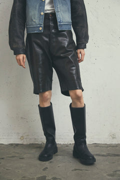COATED DENIM SHORTS -MONSTER STRETCH-