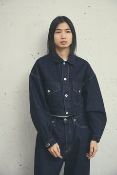 SELVEDGE CROPPED TRUCKER JACKET INDIGO