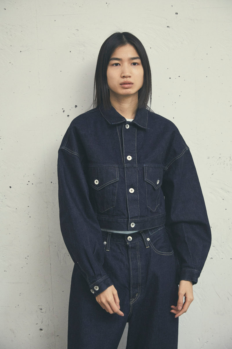 SELVEDGE CROPPED TRUCKER JACKET INDIGO