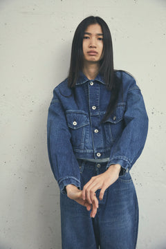 SELVEDGE CROPPED TRUCKER JACKET FADED INDIGO
