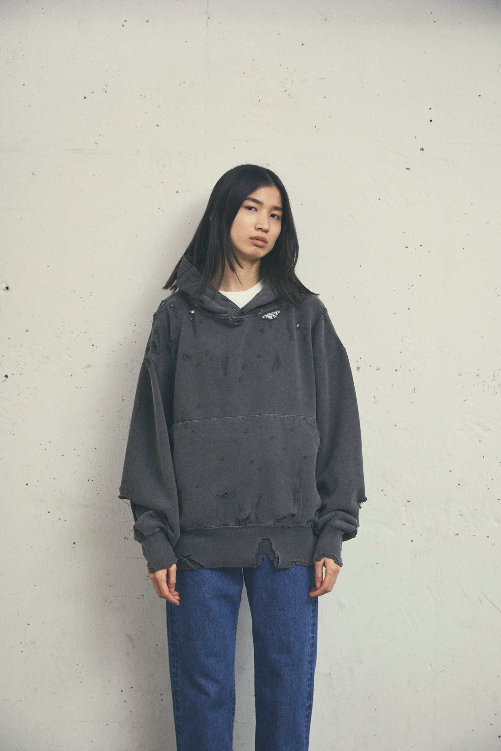 MORE DAMAGE WASHED SWEAT PARKA