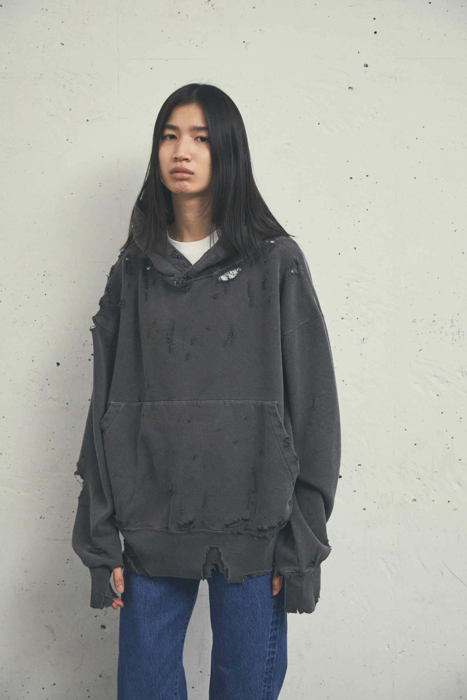 MORE DAMAGE WASHED SWEAT PARKA
