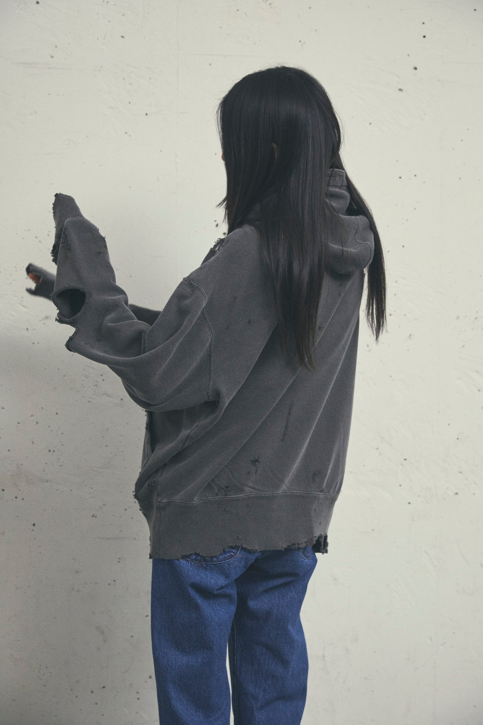 MORE DAMAGE WASHED SWEAT PARKA