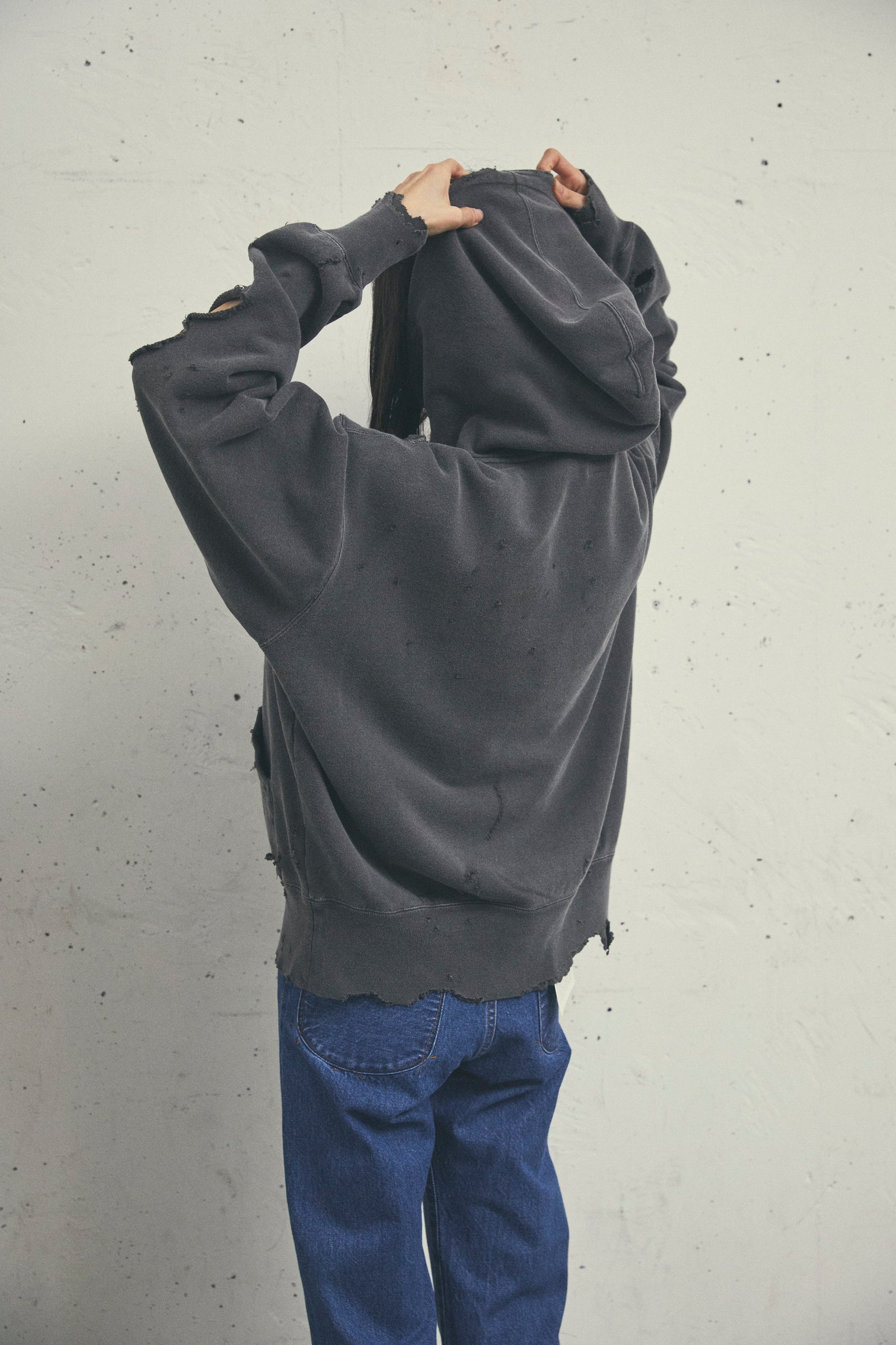 MORE DAMAGE WASHED SWEAT PARKA