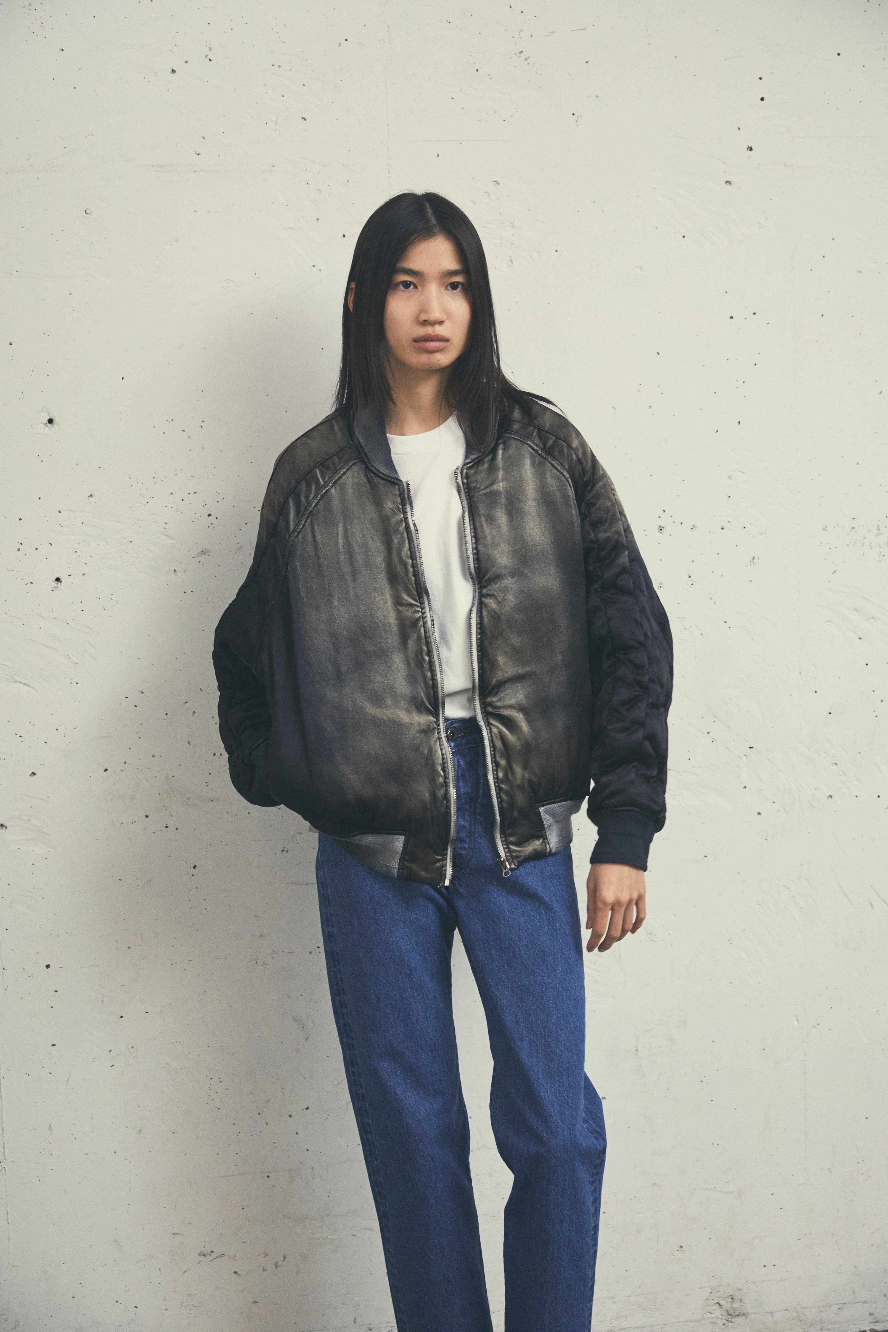 SULFUR DYEING SATIN INSULATED JACKET - KURO