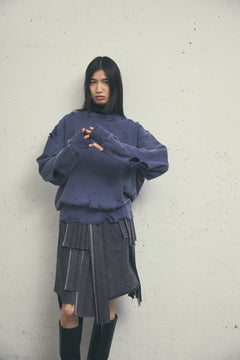 MORE DAMAGE WASHED CREW NECK SWEAT