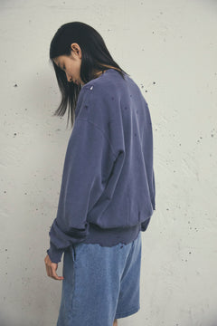 MORE DAMAGE WASHED CREW NECK SWEAT