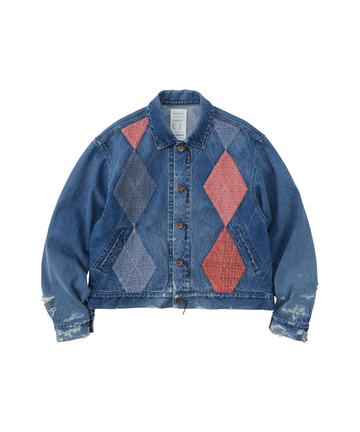 ARGYLE SASHIKO DENIM JACKET FADED INDIGO
