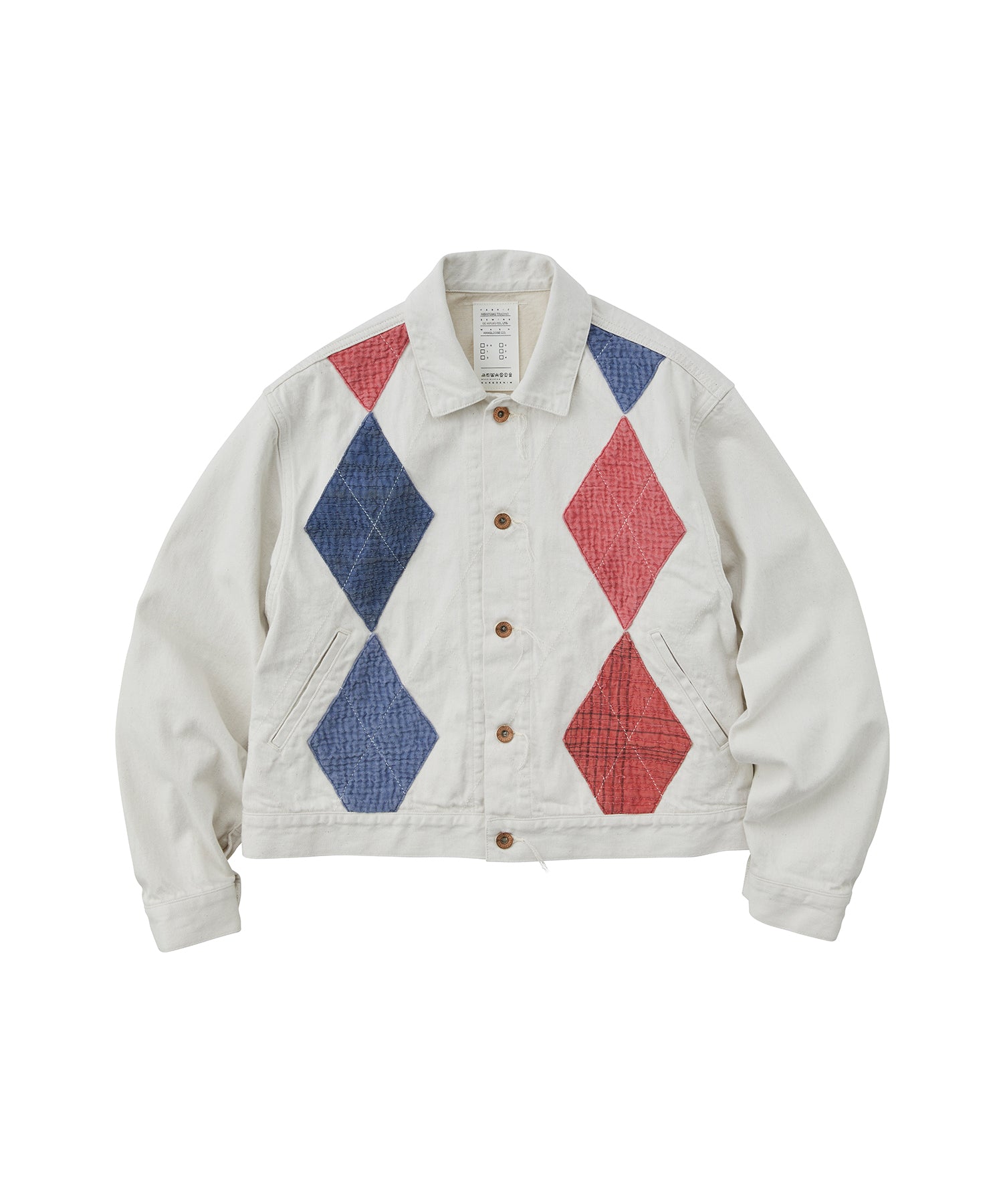 ARGYLE SASHIKO DENIM JACKET OFF WHITE