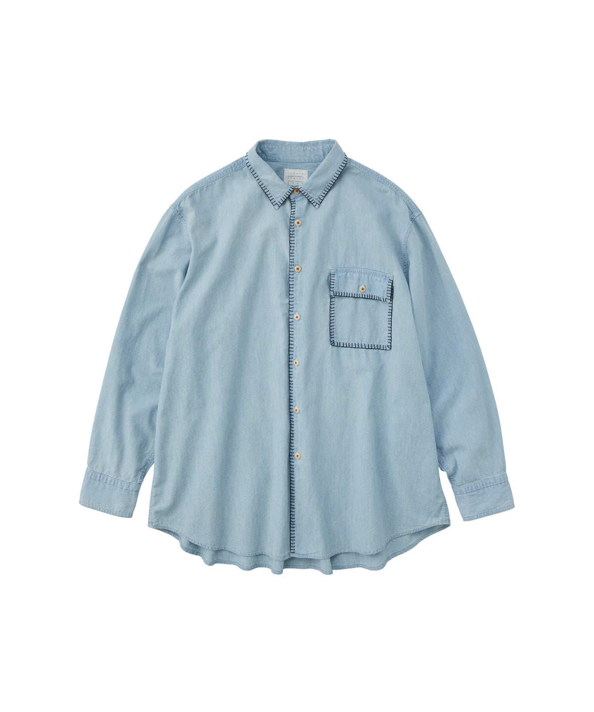FRAMED BLANKET STITCH CHAMBRAY SHIRT LIGHT INDIGO