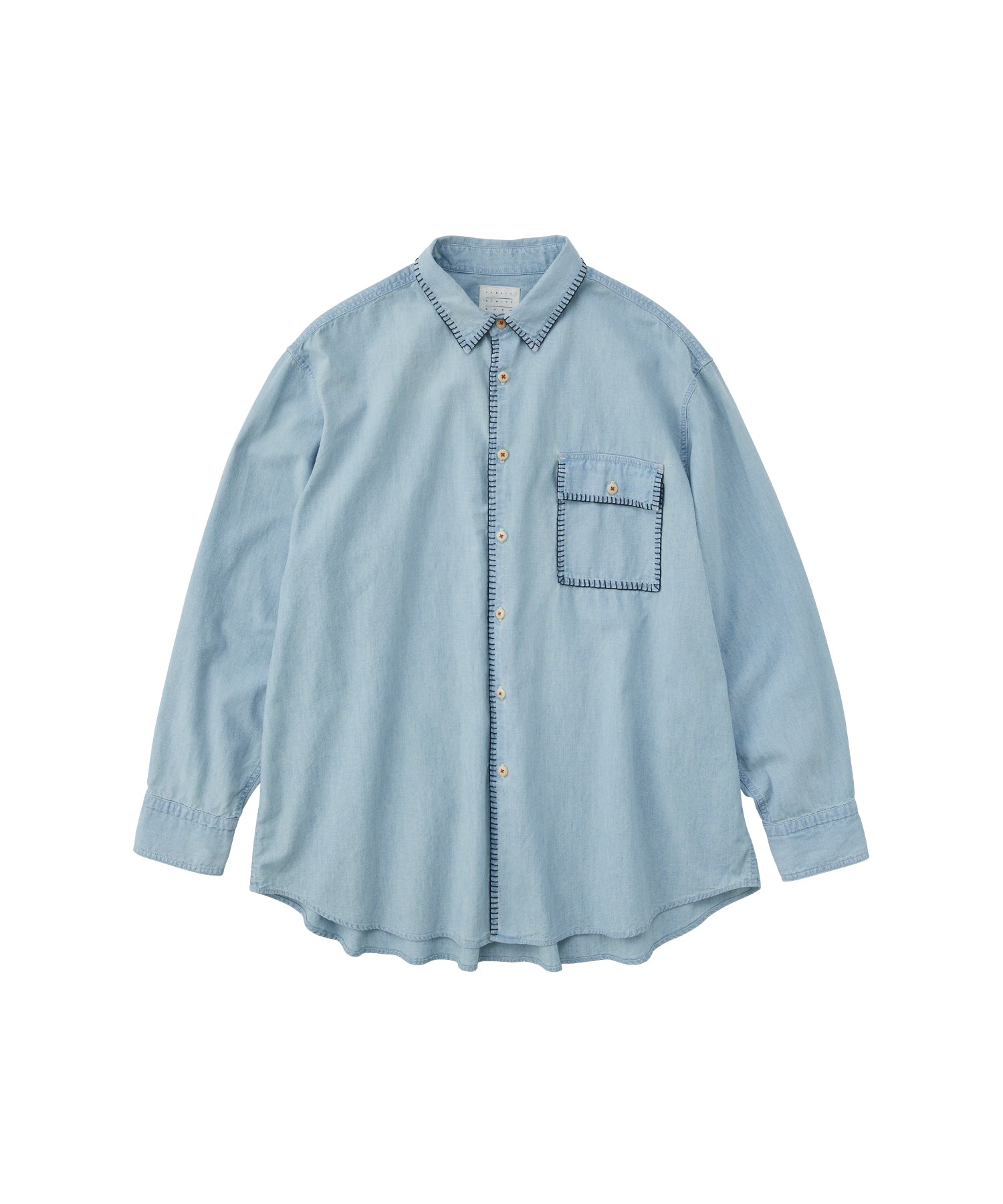 FRAMED BLANKET STITCH CHAMBRAY SHIRT LIGHT INDIGO