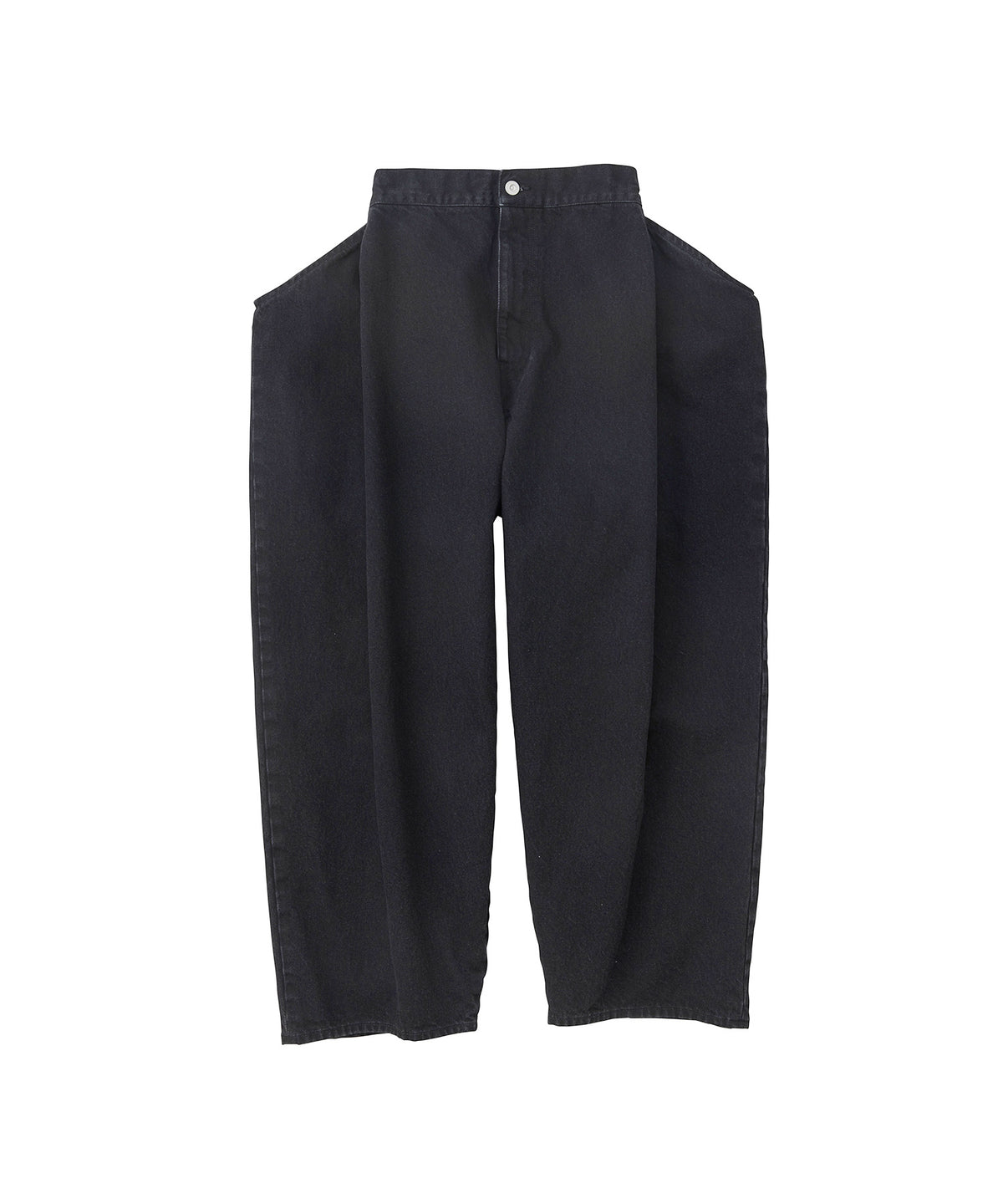 PAPER FOLDING TAPERED DENIM PANTS FADED BLACK