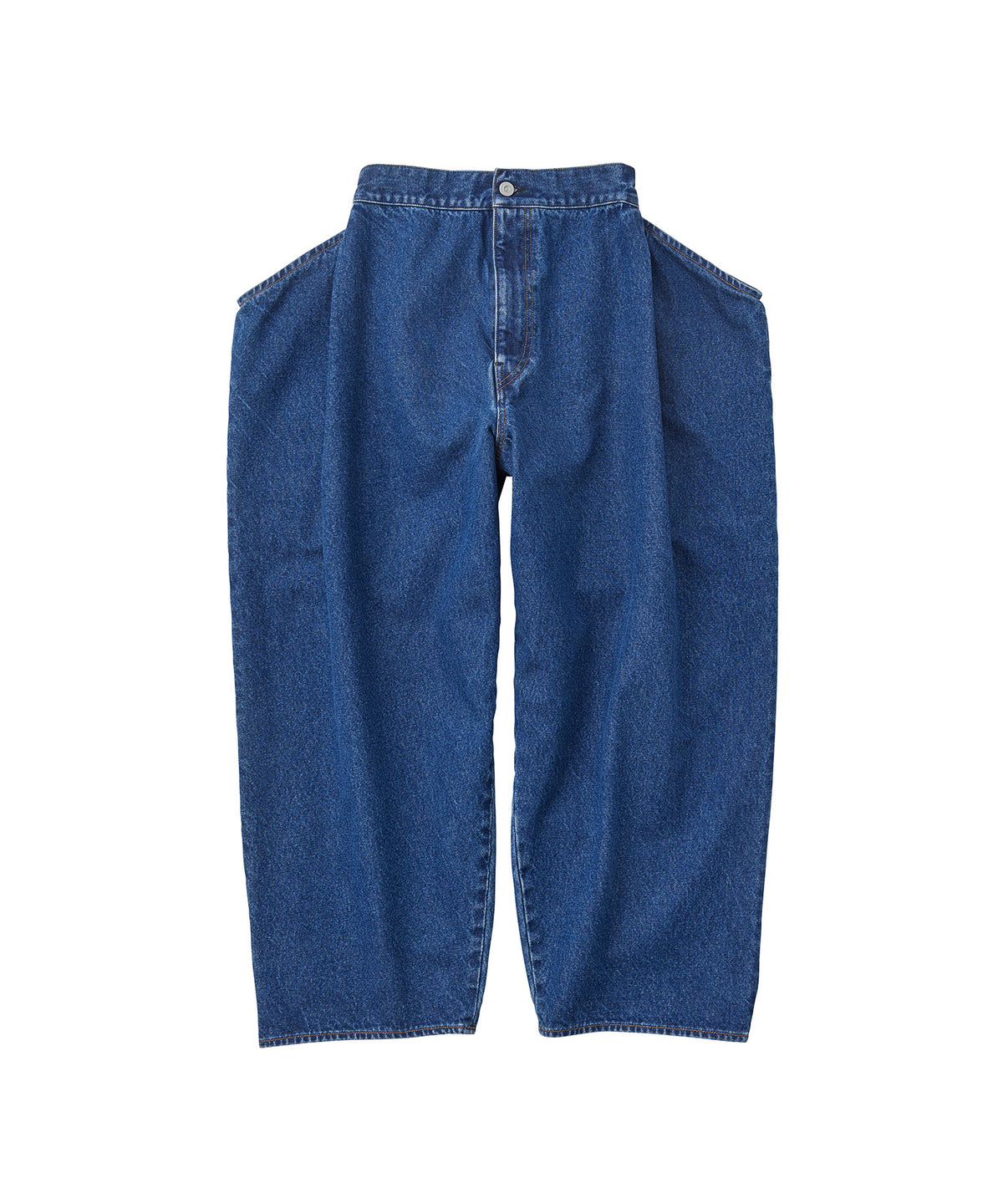 PAPER FOLDING TAPERED DENIM PANTS FADED INDIGO