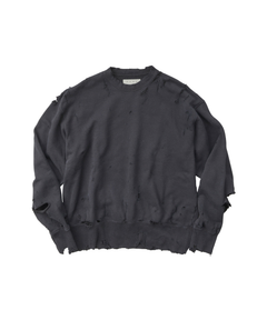 KURO | More Damage Wash Crew Neck Sweatshirt | Vintage Finish KURO | More Damage Wash Crew Neck Sweatshirt | Vintage Finish
