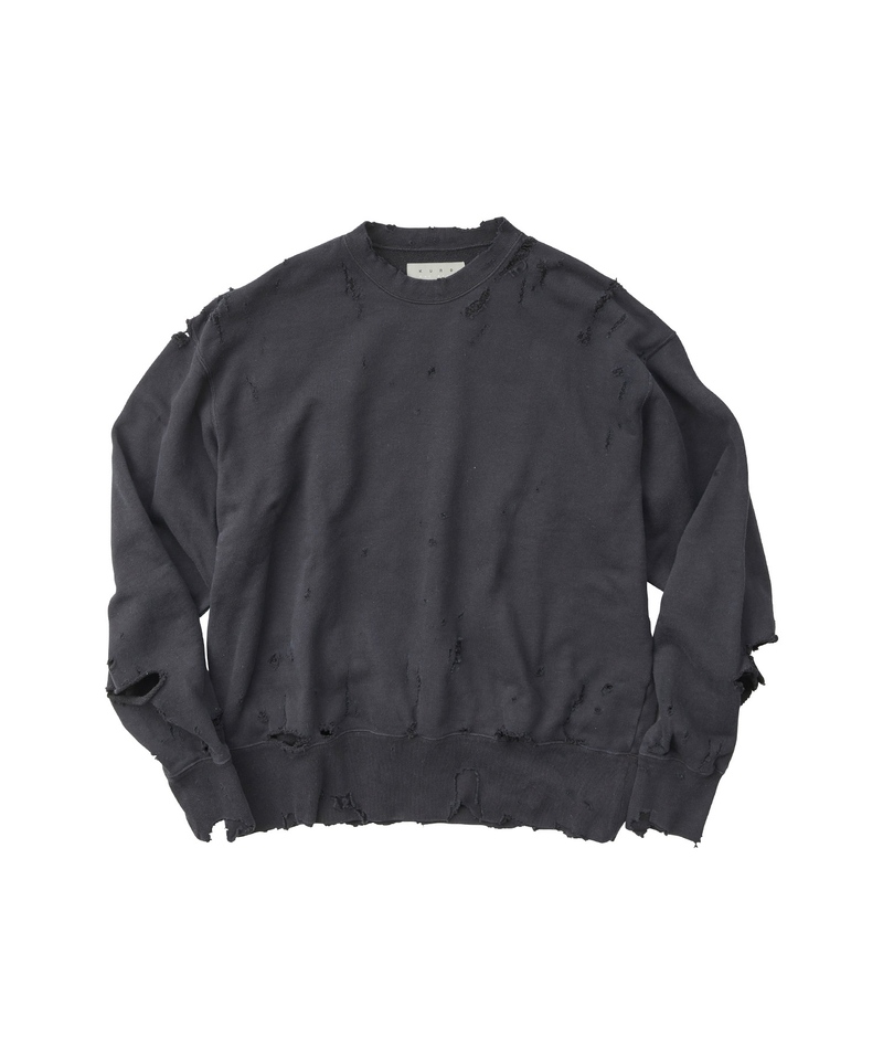 MORE DAMAGE WASHED CREW NECK SWEAT