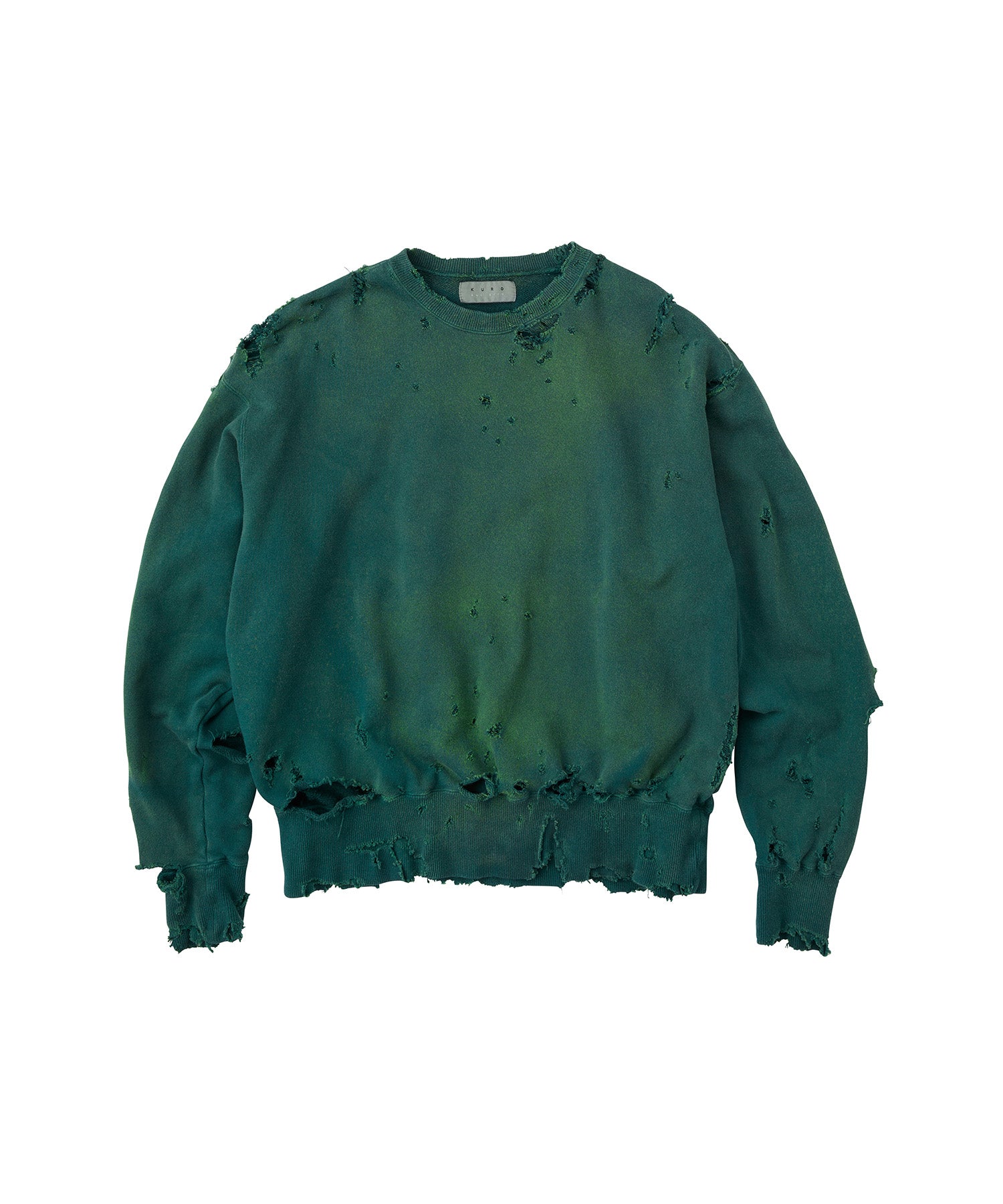 MORE DAMAGE WASHED CREW NECK SWEAT - KURO