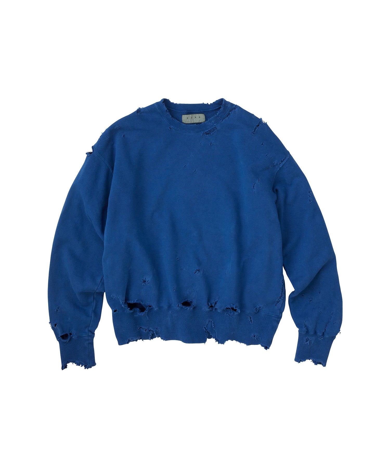 MORE DAMAGE WASHED CREW NECK SWEAT - KURO