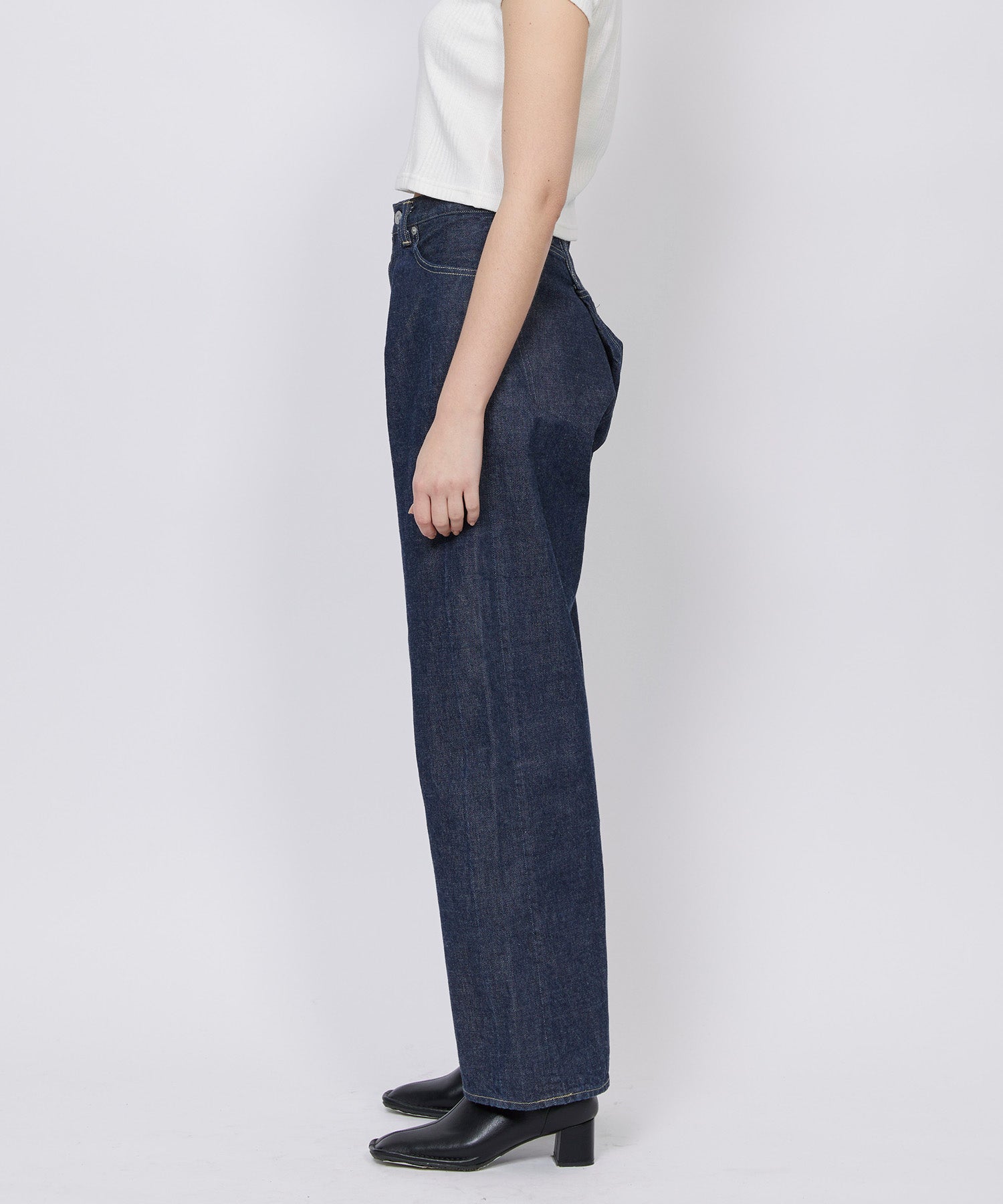 CROSS WIDE DENIM PANTS - KURO